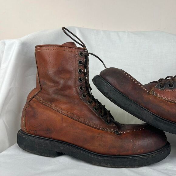 Vintage Engineer Brown leather lace-up boots with a rugged, indie vibe Size 10.5 - Picture 3 of 8